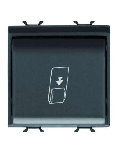 INTERRUPTOR UNIVERSAL DE TARJETA - 1P NA 16AX - RETROILUMINABLE - 2 MÓDULOS - NEGRO SAT - A000711416 GEWISS GW12039