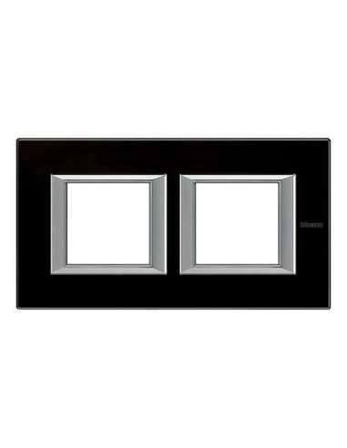 Placa embellecedora recta Axolute de color Cristal Noche - 2 x 2 módulos - entreeje 71 - A000830654 BTICINO HA4802M2HVNN