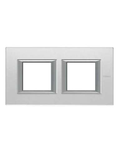 Placa embellecedora recta Axolute de color Cristal Espejo - 2 x 2 módulos - entreeje 71 - A000830656 BTICINO HA4802M2HVSA