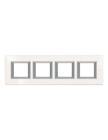 Placa embellecedora recta Axolute de color Blanco Axolute - 2 x 4 módulos - entreeje 71 - A000878042 BTICINO HA4802M4HHD