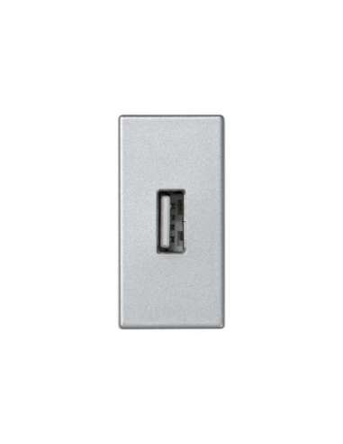 Conector USB 2.0 Tipo A hembra con placa embellecedora aluminio Simon K45 - A000900495 CON_CON K128B/8