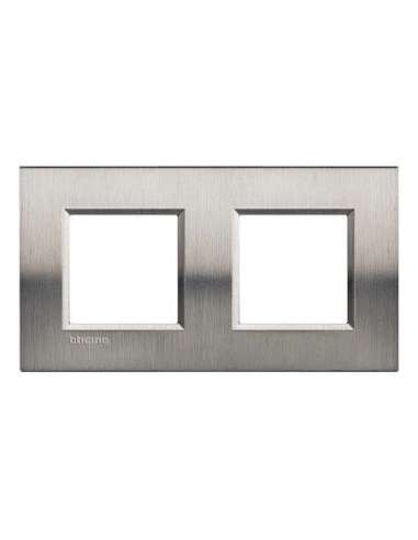 Placa embellecedora Livinglight de color Acero pulido - 2 x 2 módulos - A000951167 BTICINO LNA4802M2ACS