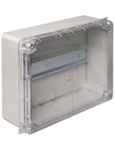 Caja estanca de conexión 220 x 170 x 80 mm sin conos. Color gris y tapa transparente. C - A001511860 SOLERA 6886G