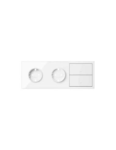 Kit front para 3 elementos con 2 bases enchufe schuko y 2 teclas blanco brillante Simon - A001582282 SIMON 10020310-130