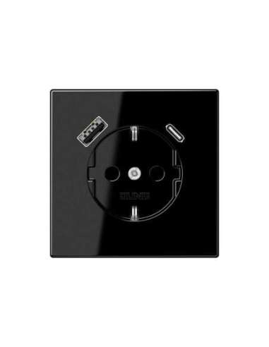 Enchufe SCHUKO® c/ USB-AC LS negro - A004513614 JUNG LS1520-15CASW