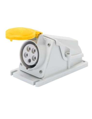 BASE FIJA DE PARED A 90° - IP44 - 3P+N+T 32A 100-130V 50/60HZ - AMARILLO - 4H - CONEXIONADO DE TORNI GEWISS GW62487