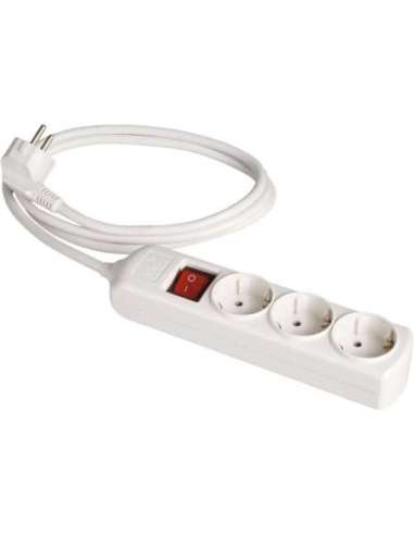 Prolongador con 3 bases 2P+T 16A 250V~. Con interruptor luminoso. 3 m de cable. - A001085524 SOLERA 8033IL