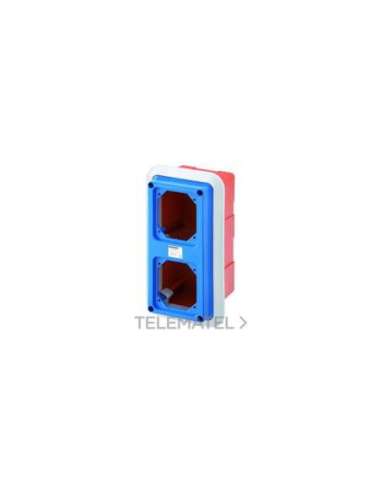 CAJA CON MARCO PARA EMPOTRAR CON TAPA TROQUELADA PREPARADO PARA 2 FRONTALES SBF - IP55 - A000820631 GEWISS GW66743N