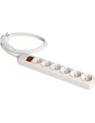 Prolongador con 6 bases 2P+T 16A 250V~. Con interruptor luminoso. 2 m de cable. - A001085522 SOLERA 8026IL