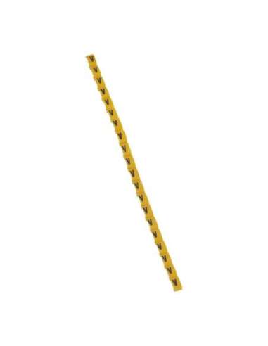 Etiquetas Duplix - texto negro sobre fondo amarillo - letra mayúscula V - A000130999 LEGRAND 038431 (EMBALAJE DE 600 UNIDADES)