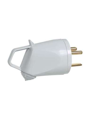 Clavija 20A 2P+T 280V IP44 con salida lateral y tirador. Color blanco - A000131460 LEGRAND 055632