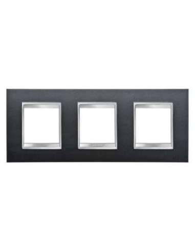 PLACA LUX INTERNATIONAL - TECNOPOLÍMERO BARNIZADO - 2+2+2 MÓDULOS HORIZONTAL - PIZARRA - A000169294 GEWISS GW16226VA
