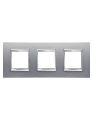 PLACA LUX INTERNATIONAL - TECNOPOLÍMERO BARNIZADO - 2+2+2 MÓDULOS HORIZONTAL - TITANIO - A000169295 GEWISS GW16226VT