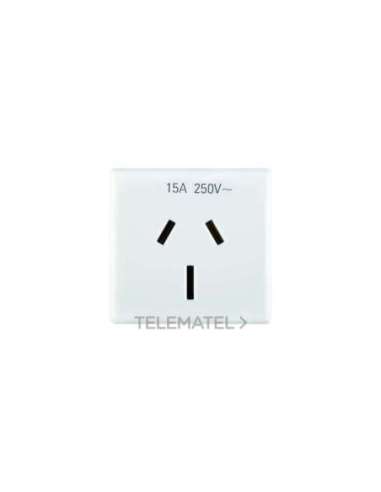 PRESA NORMA AUSTRALIANA 250V ac - 2P+T 15A - CLAVIJAS PLANAS - 2 MÓDULOS- SYSTEM WHITE - A000169529 GEWISS GW20356
