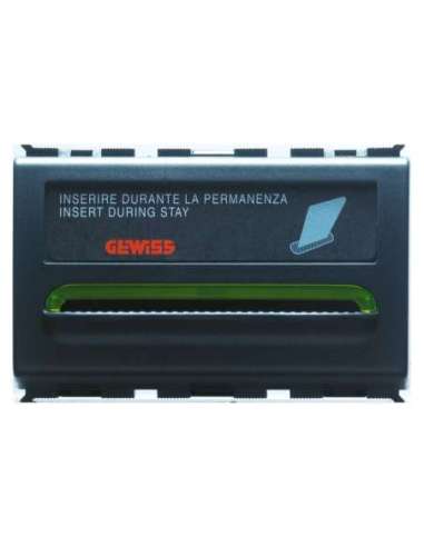 INTERRUPTOR UNIVERSAL CON TARJETA Y LUX DE LOCALIZACIÓN - 250V - 1P NA- 10 A - BADGE 54 - A000170529 GEWISS GW30430