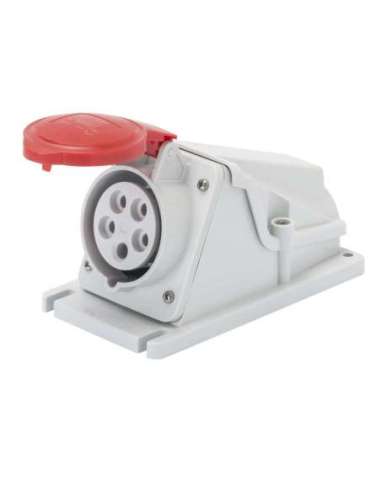 BASE FIJA DE PARED A 90° - IP44 - 3P+N+T 32A 380-415V 50/60HZ - ROJO - 6H - CONEXIONADO - A000173381 GEWISS GW62493