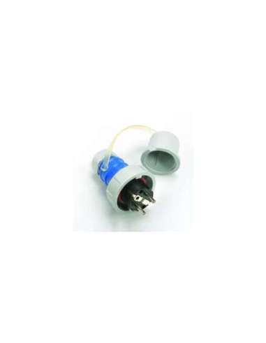 CLAVIJA AÉREA TIPO SCHUKO IP68-IP66 2P+T 250V 16A AZUL CONTACTO TIPO PIN IDE 00114 (EMBALAJE DE 10 UNIDADES)
