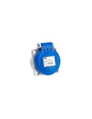 BASE EMPOTRAR TIPO SCHUKO IP54 2P+T 250V 16A AZUL BORNE SIN TORNILLOS - CONTACTO LATERAL IDE 00402 (EMBALAJE DE 24 UNIDADES)