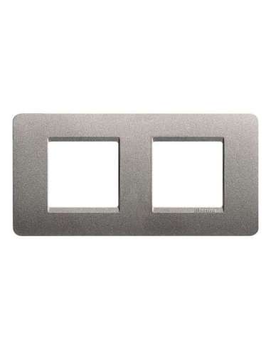 Placa embellecedora Màtix de color Titanio - 2 x 2 módulos - A000614238 BTICINO AM4802/2TA (EMBALAJE DE 10 UNIDADES)