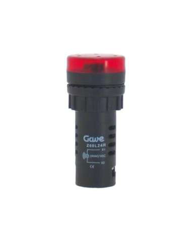 ZUMBADOR D.22MM LUMINOSO INTERMITENTE ROJO 24V Z60L24R - A000715886 GAVE 003Z60L24R (EMBALAJE DE 10 UNIDADES)