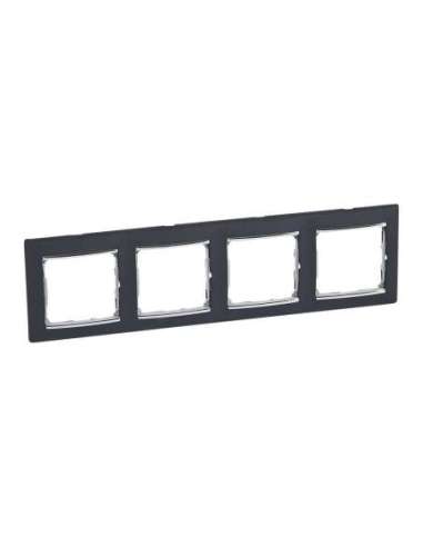 Placa embellecedora Valena de 4 elementos de color negro y plata para montaje horizonta - A000830622 LEGRAND 770394