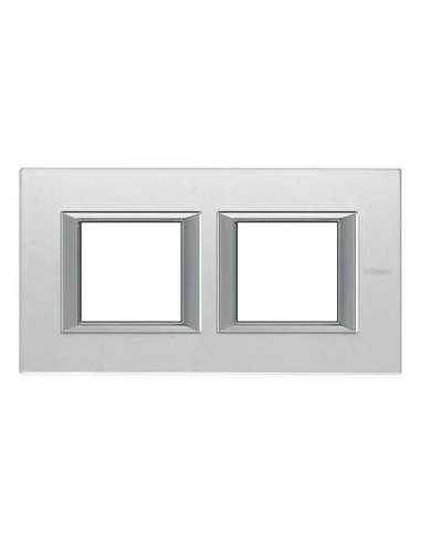 Placa embellecedora recta Axolute de color Cristal Espejo - 2 x 2 módulos - entreeje 71 - A000830656 BTICINO HA4802M2HVSA