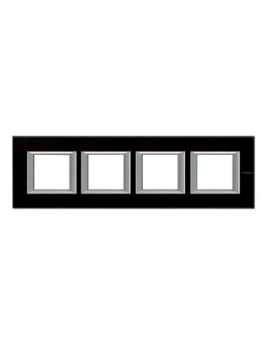 Placa embellecedora recta Axolute de color Cristal Noche - 2 x 4 módulos - entreeje 71 - A000830694 BTICINO HA4802M4HVNN