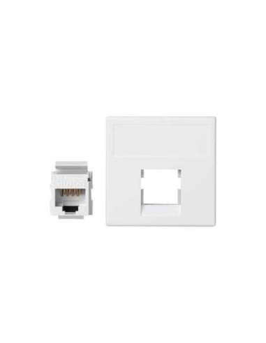 Placa de voz y datos plana sin guardapolvo de 1 elemento con 1 conector RJ45 categoría - A000872700 CON_CON K095U/9