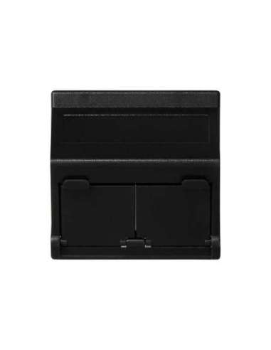 Placa de voz y datos inclinada con guardapolvo de 1 elemento para 2 conectores RJ45 gra - A000872945 CON_CON KB80/14
