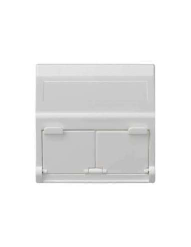 Placa de voz y datos inclinada con guardapolvo de 1 elemento para 2 conectores RJ45 bla - A000872947 CON_CON KB80/9
