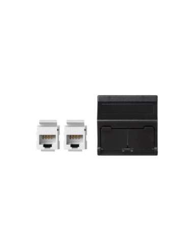 Placa de voz y datos inclinada con guardapolvo de 1 elemento y 2 conectores RJ45 de cat - A000872948 CON_CON KB8095U/14