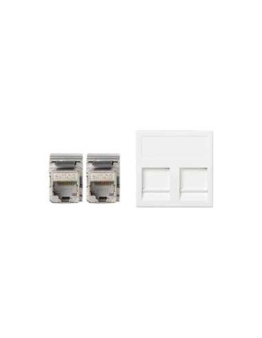 Placa de voz y datos plana con guardapolvo de 1 elemento y 2 conectores RJ45 de categor - A000872960 CON_CON KB95F/9