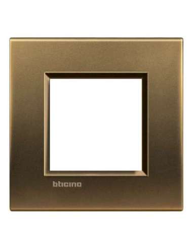 Placa embellecedora Livinglight de color Bronce - 2 módulos - A000951159 BTICINO LNA4802BZ