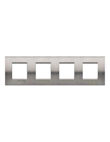 Placa embellecedora Livinglight de color Acero pulido - 2 x 4 módulos - A000951213 BTICINO LNA4802M4ACS