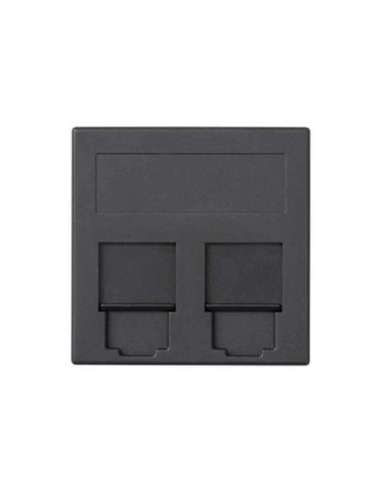 Placa de voz y datos plana con guardapolvo 1 elemento para 2 RJ45 compatibilidad otros - A000989785 CON_CON 50000089-038