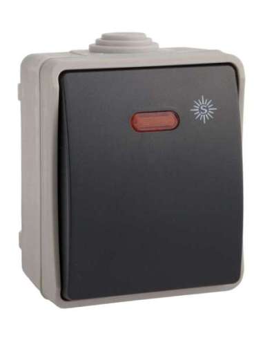 Pulsador estanco luminoso 10A 250V~. IP54. De superficie. - A001360755 SOLERA 3320IL