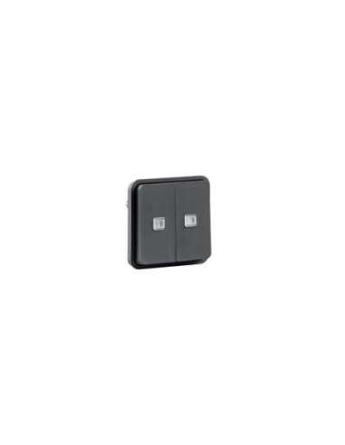 Pulsador doble estanca con indicador luminoso gris - A001370967 HAGER WNA045