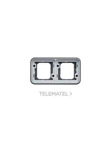Soporte de empotrar estanca con 2 elementos horizontal gris - A001370981 HAGER WNA402