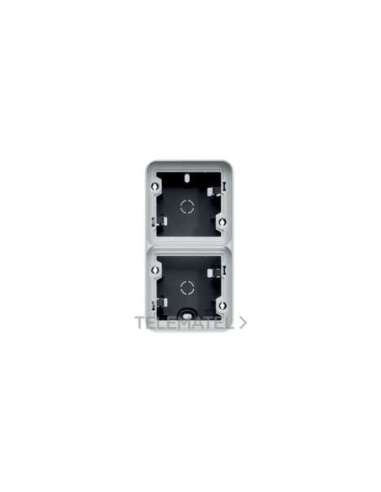 Caja de superficie estanca con 2 elementos vertical gris - A001371002 HAGER WNA686