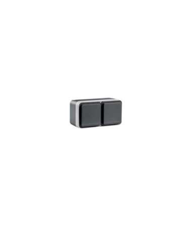 Toma schuko doble horizontal estanca gris - A001371036 HAGER WNC164