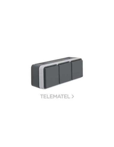 Toma schuko triple horizontal estanca gris - A001371037 HAGER WNC165