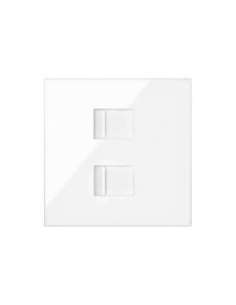 Tapa de voz y datos con guardapolvo para 2 conectores RJ45 blanco brillante Simon 100 - A001481787 SIMON 10000006-130