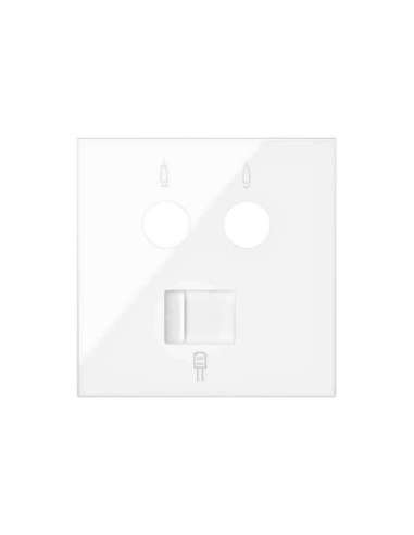 Tapa para tomas inductivas de R-TV+SAT y de voz y datos RJ45 blanco brillante Simon 100 - A001481799 SIMON 10000072-130
