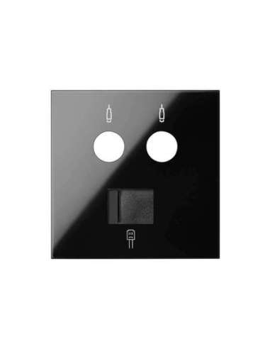 Tapa para tomas inductivas de R-TV+SAT y de voz y datos RJ45 negro brillante Simon 100 - A001481800 SIMON 10000072-138