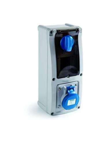 Base interblocante de superficie con Carril DIN 2P+T 32A 230V IP54 FAMATEL 26310