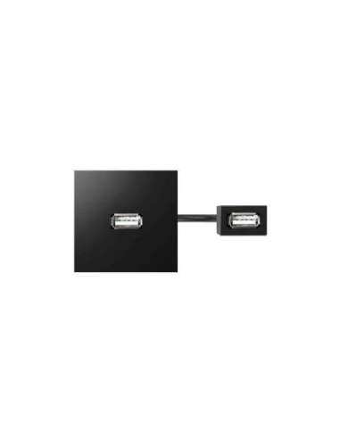 Conector USB Tipo “A” hembra-hembra con latiguillo y placa incorporada negro Simon 400 - A001582301 CON_CON 40001191-038