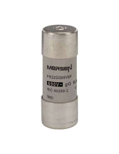 Fusible cilíndrico gG 22x58 CEI 690VAC 6A Con Percutor MERSEN A215648 (EMBALAJE DE 10 UNIDADES)
