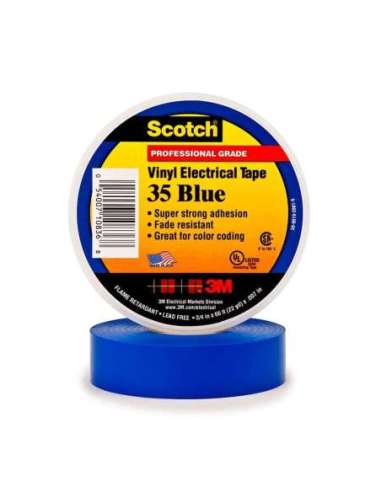 Scotch® 35 cinta eléctrica - 19 mm x 20 m. Color Azul 7100238733 - A001664640 3M 35AZ (EMBALAJE DE 20 UNIDADES)