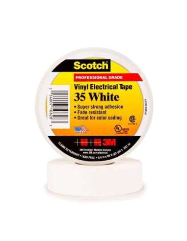 Scotch® 35 cinta eléctrica - 19 mm x 20 m. Color Blanco 7100240608 - A001664641 3M 35BL (EMBALAJE DE 20 UNIDADES)