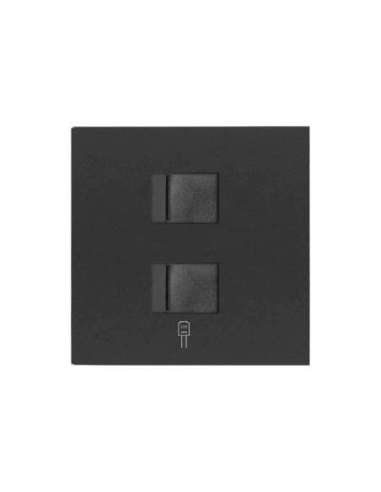 Tapa de voz y datos con guardapolvo para 2 conectores RJ45 negro mate Simon 100 - A001665199 SIMON 10000006-238